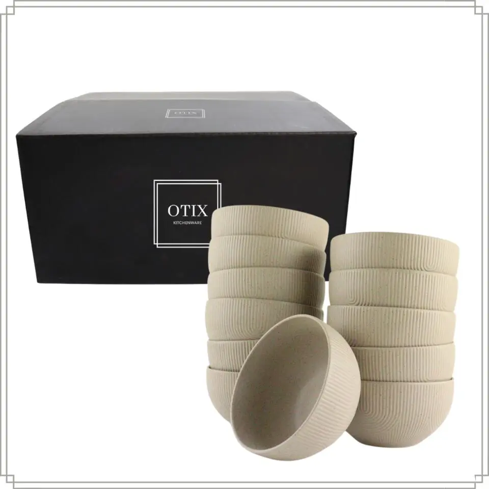 OTIX Soepkommen Zonder Oor Set van 12 Schaaltjes 600ml Caramel TEAK