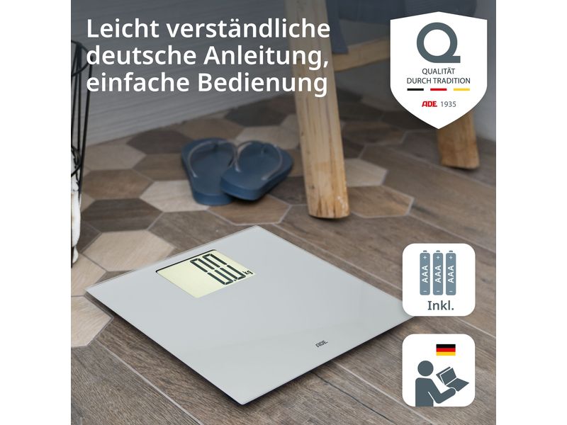ADE Personenwaage Katharina Silber Digitale Körperwaage mit XXL Display