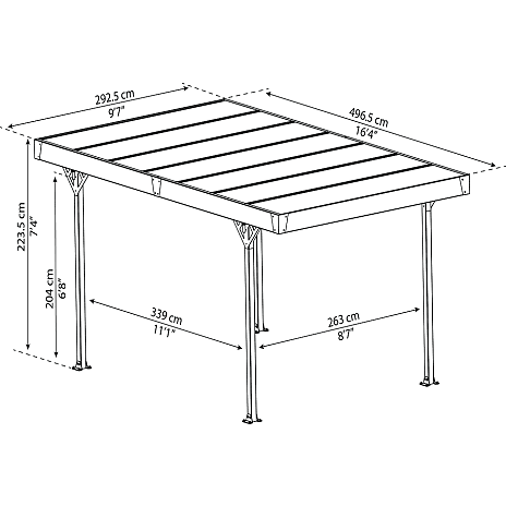 Palma carport 5000 - antracitgrå
