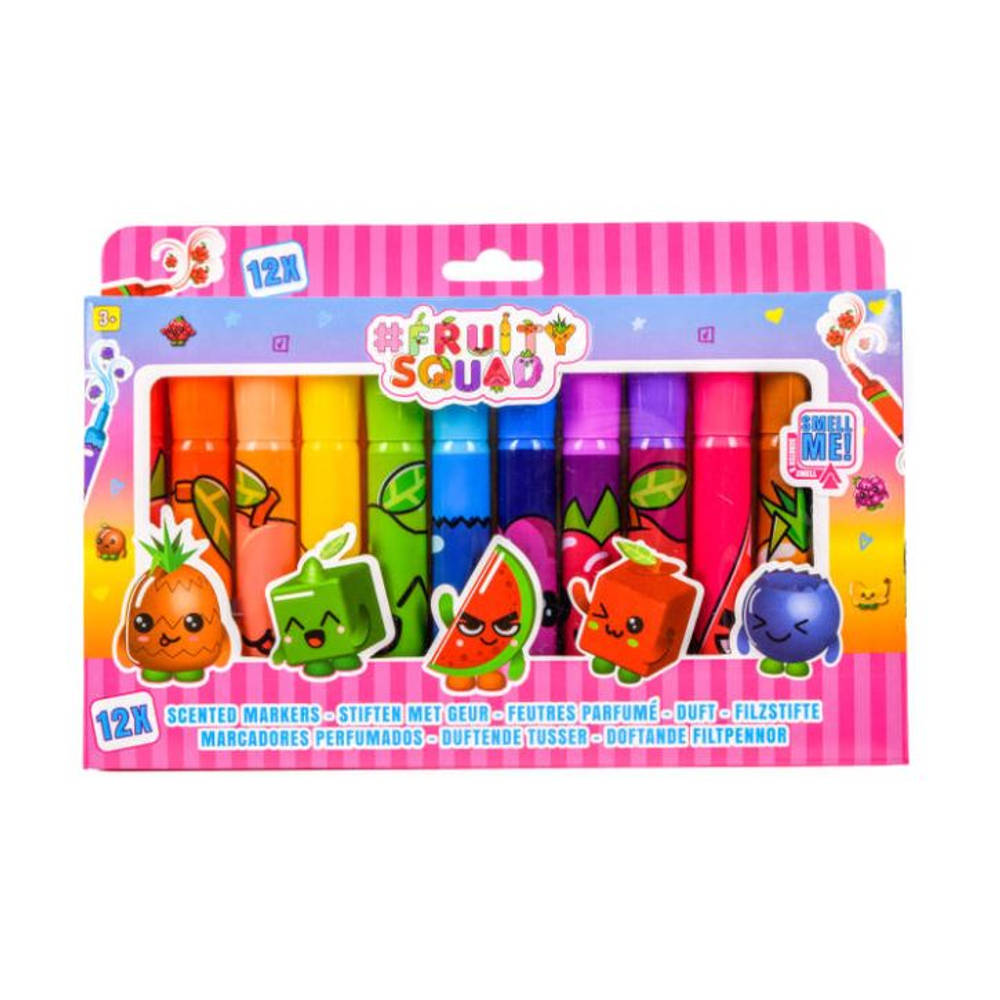 Fruitysquad stiften brede punt met geur set 12-delig