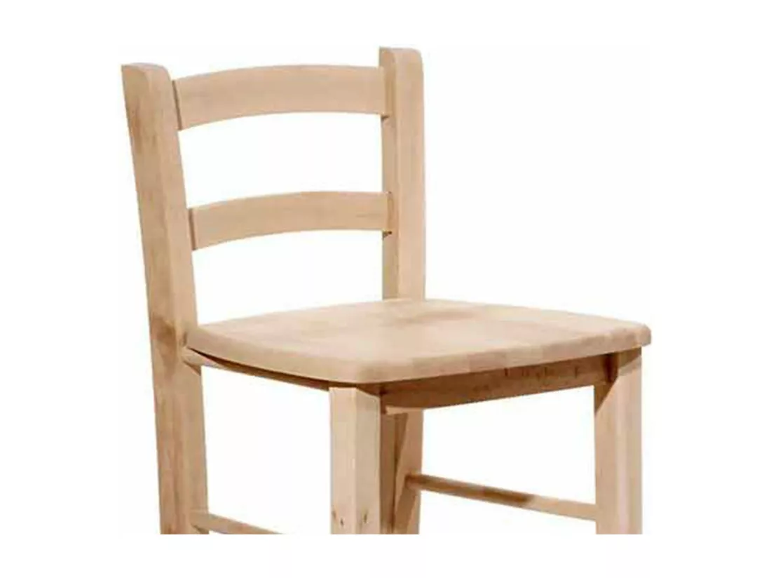 Tabouret en bois brut avec dossier et assise en bois massif h 67cm