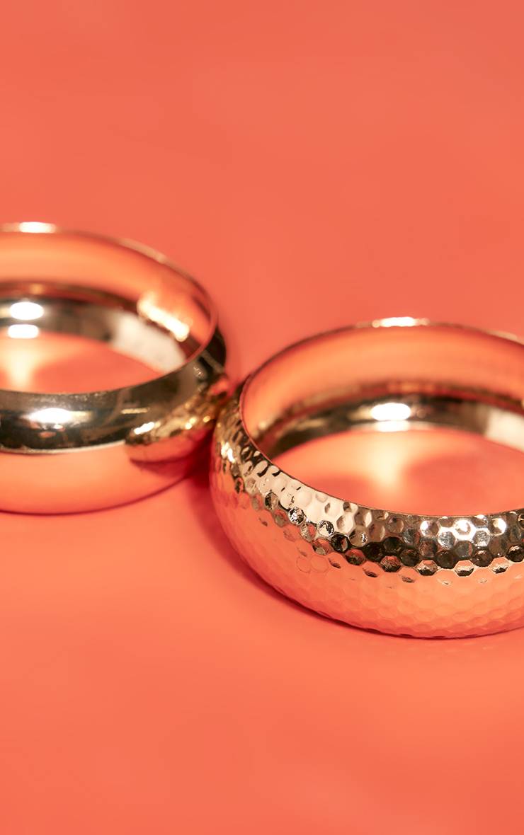Doré Lot De Bracelets Joncs Froissés