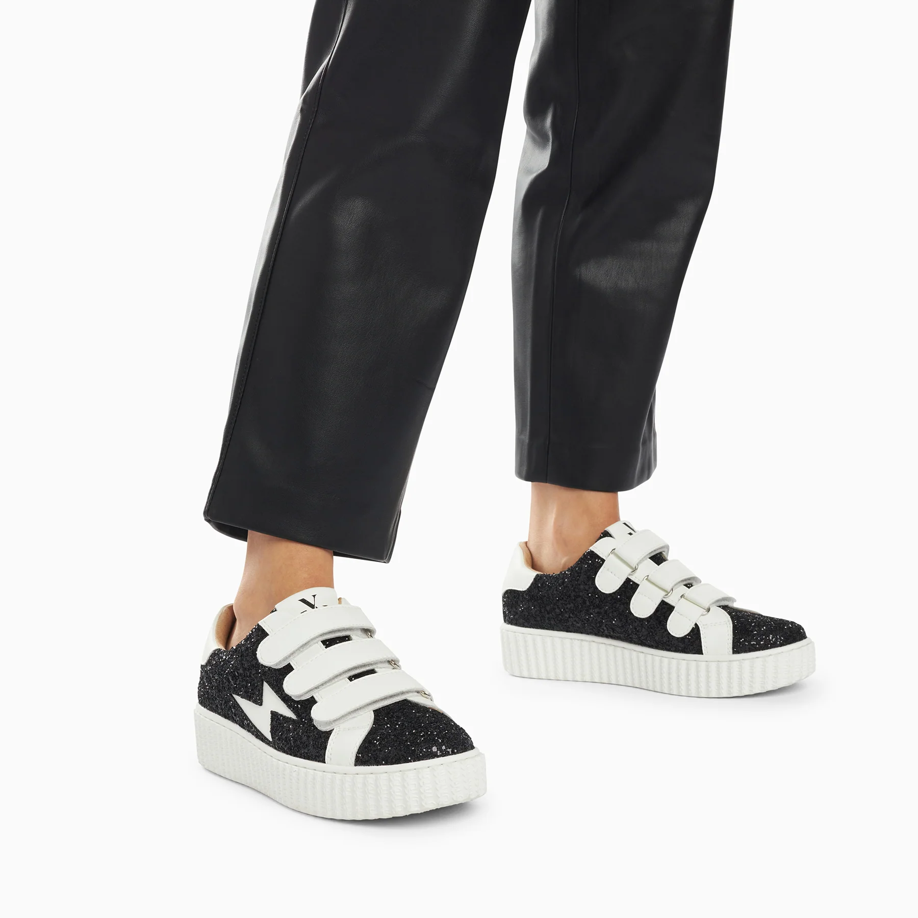 Sneakers-Baskets éclair Marielle à paillettes noires