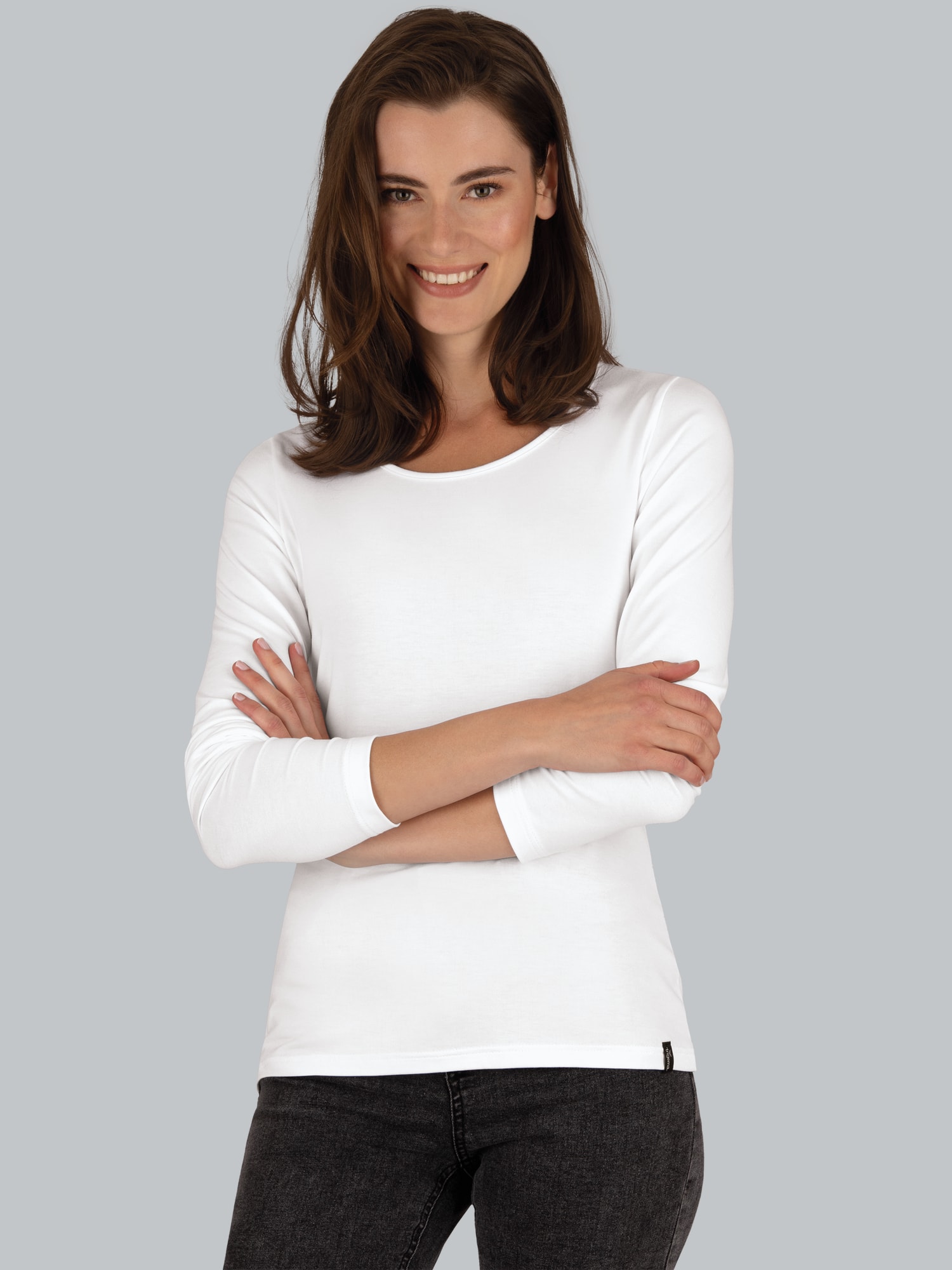 Shirt aus Viskose Langarm Weiss