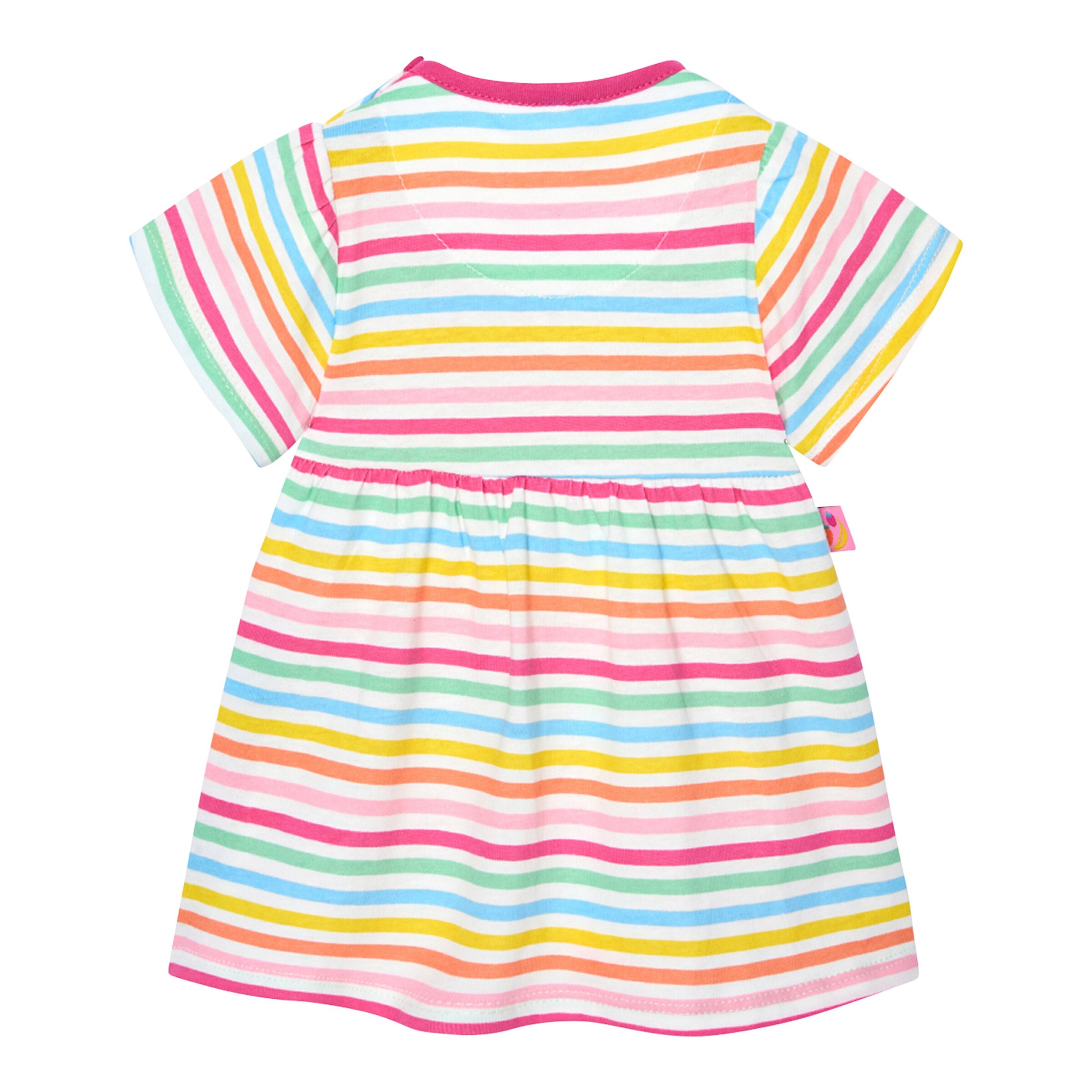 BOBOLI Kleid kurzarm Früchte Streifen bunt