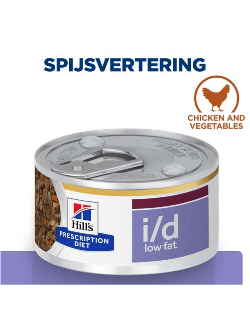 Hill's Prescription Diet I\/D Digestive Care Low Fat Stoofpotje  Blik - Hondenvoer - Kip Groente 156 g