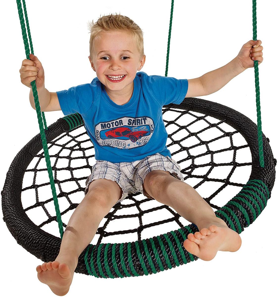 Axi balançoire nid d'oiseau enfant 100 cm | balançoire ronde vert pour le jardin