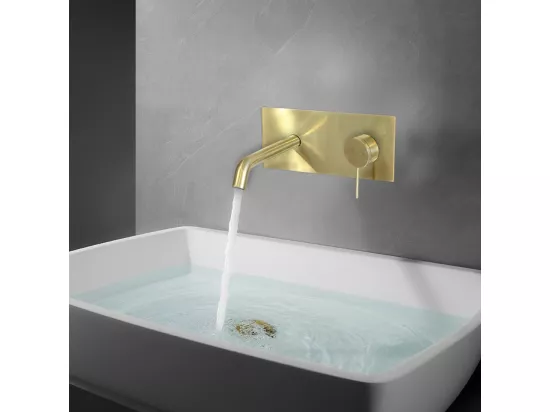 Envol mitigeur encastré lavabo or brossé - Essebagno