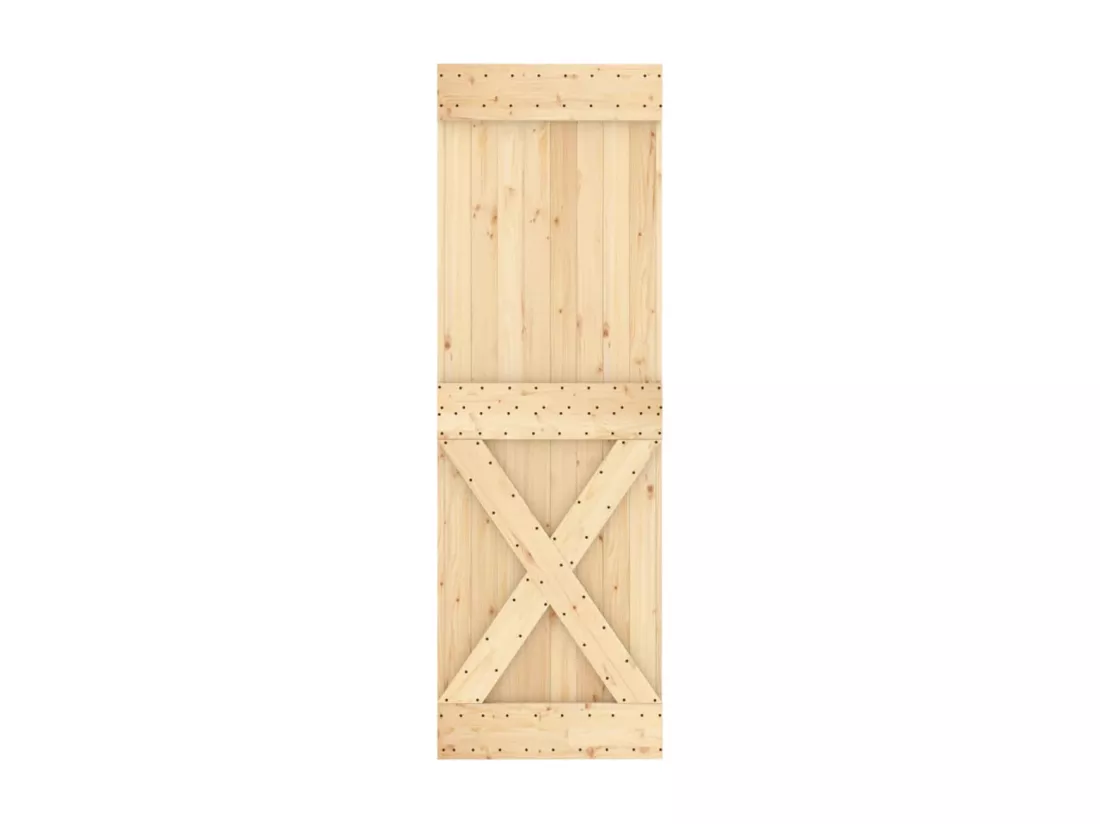 Porte coulissante et kit de quincaillerie 70x210 cm pin massif