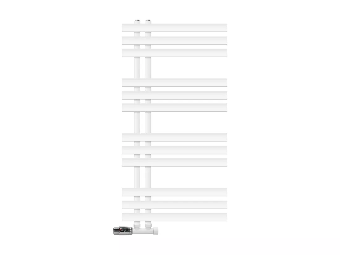 Radiateur de Salle de Bain Iron EM 500x1000 mm Blanc Raccord Central au Bas avec Garniture