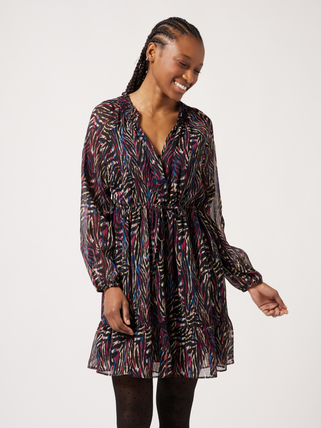 Robe courte à imprimés animaliers