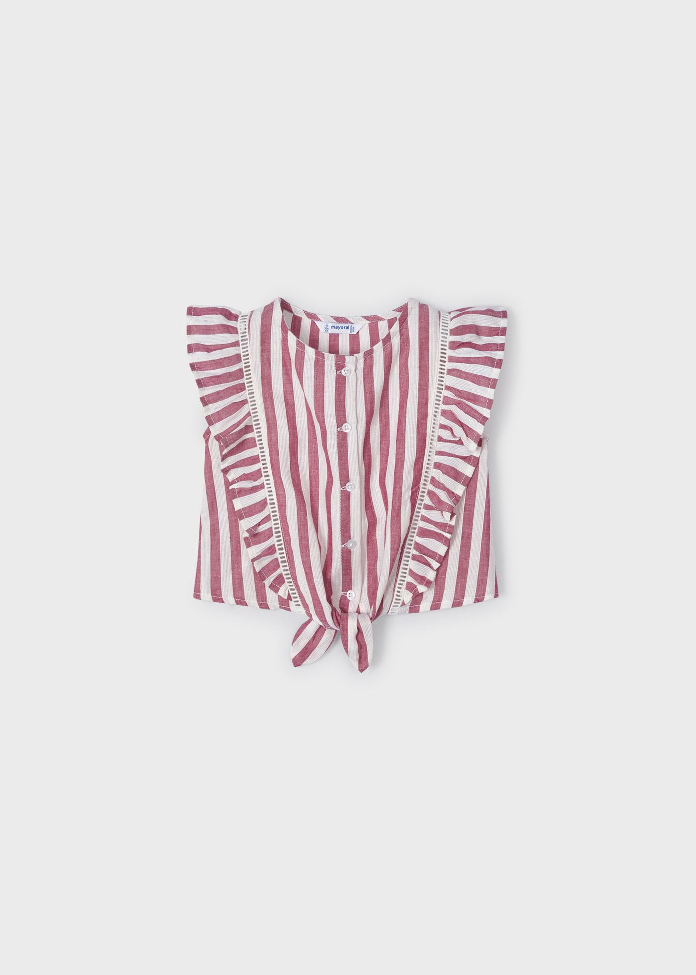 Blusa estampada sem mangas com babados para meninas