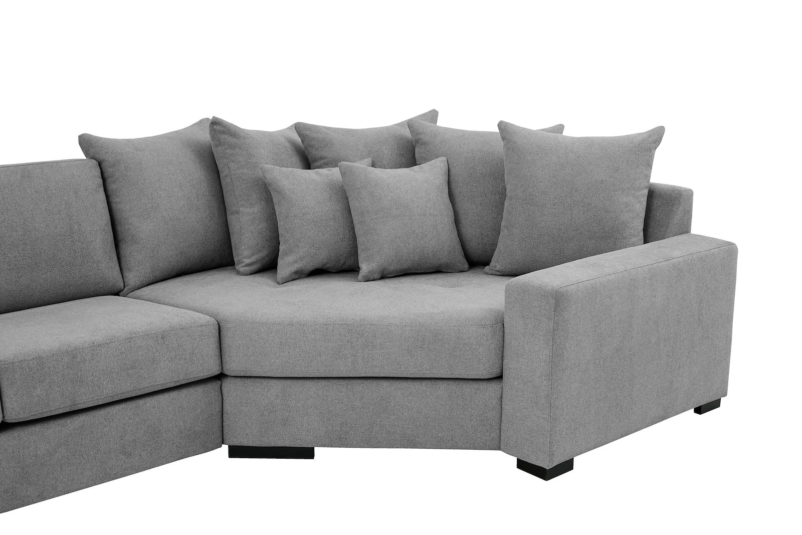 Modern Living U-sofa Sjeselong venstre med 2-seter og cosy corner høyre.Tekstil Brooklyn 3/1 Light Grey med Arm A og ben 2 sortbeiset eik.