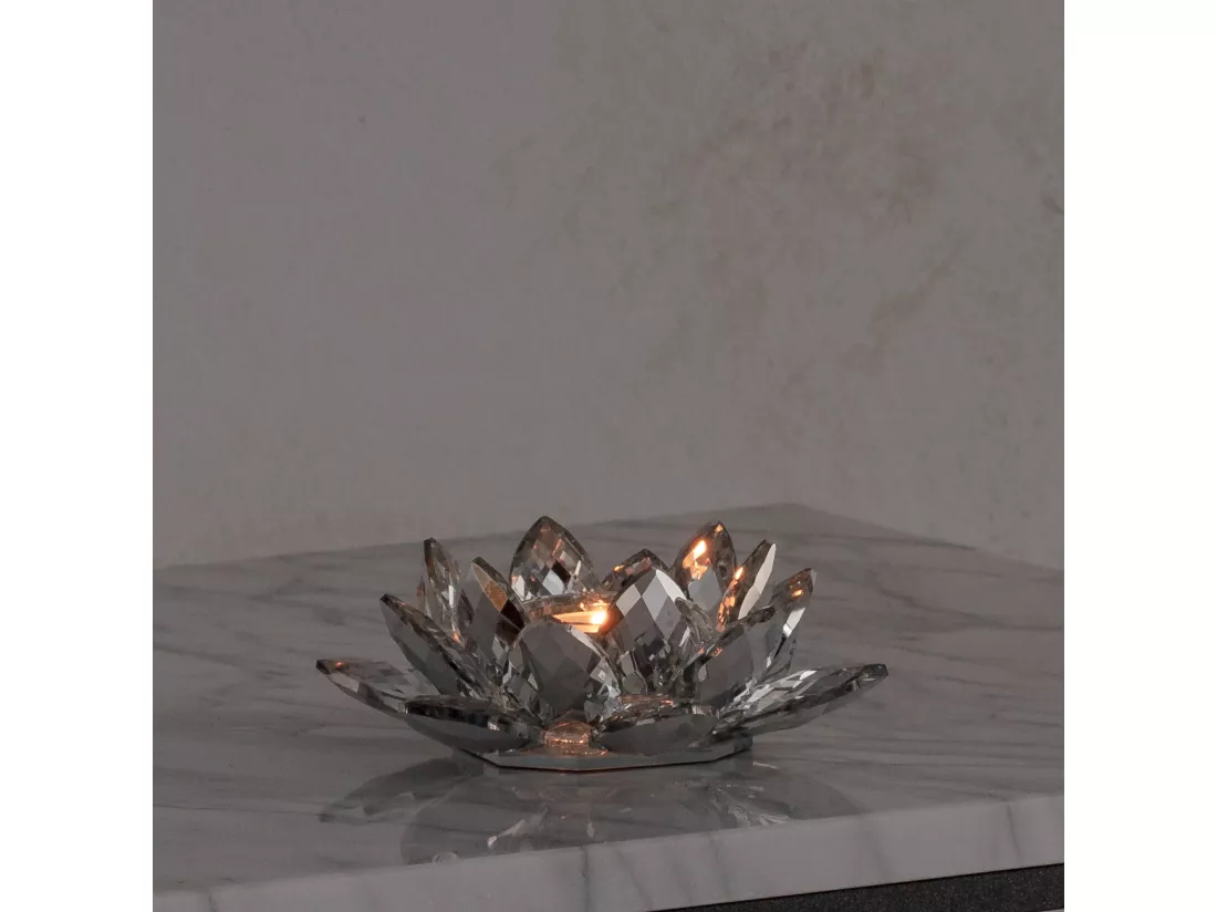 Bougeoir Cristal Shine Argent Moyen 5.5 x 14