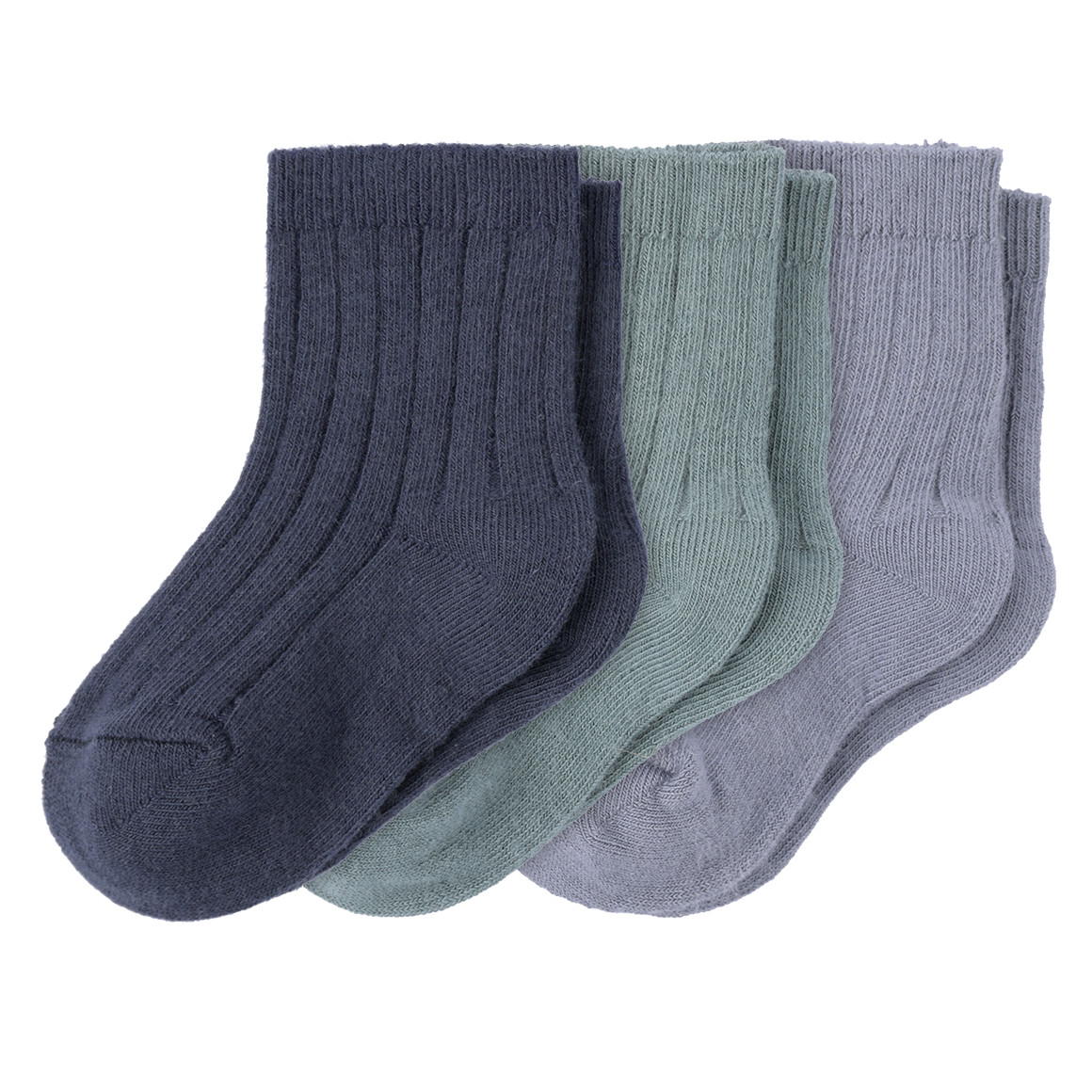 Topomini Pure Collection 3 Paar Baby Socken mit Rippstruktur dunkelblau / blau / dunkeltürkis