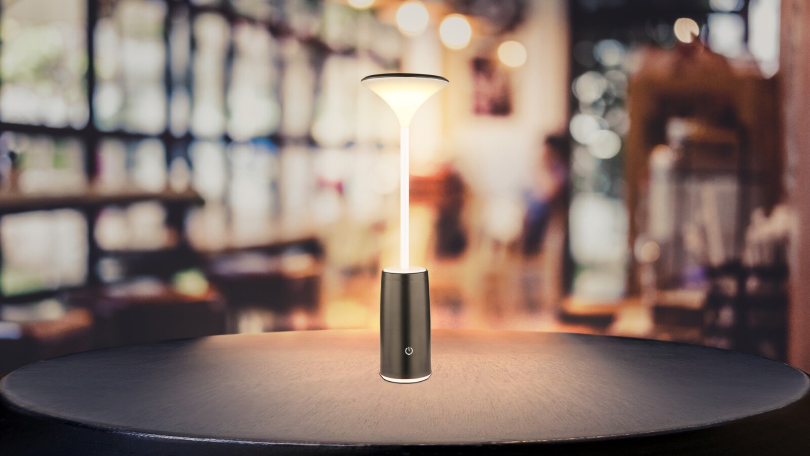 LED-Tischleuchte - schwarz-weiß-opal - Touchdimmer