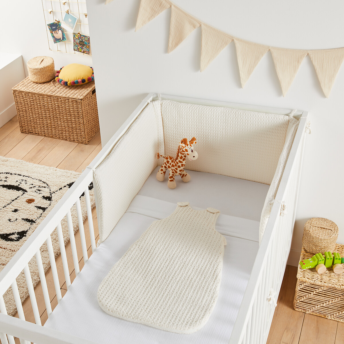 LA REDOUTE INTERIEURS<br>Protetor de cama de algodão com efeito waffle, Tifly