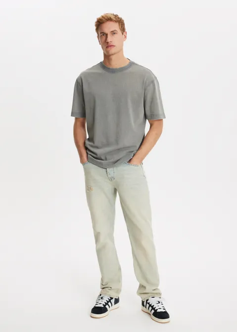 Oversized t-shirt washed blauw (PETROL)