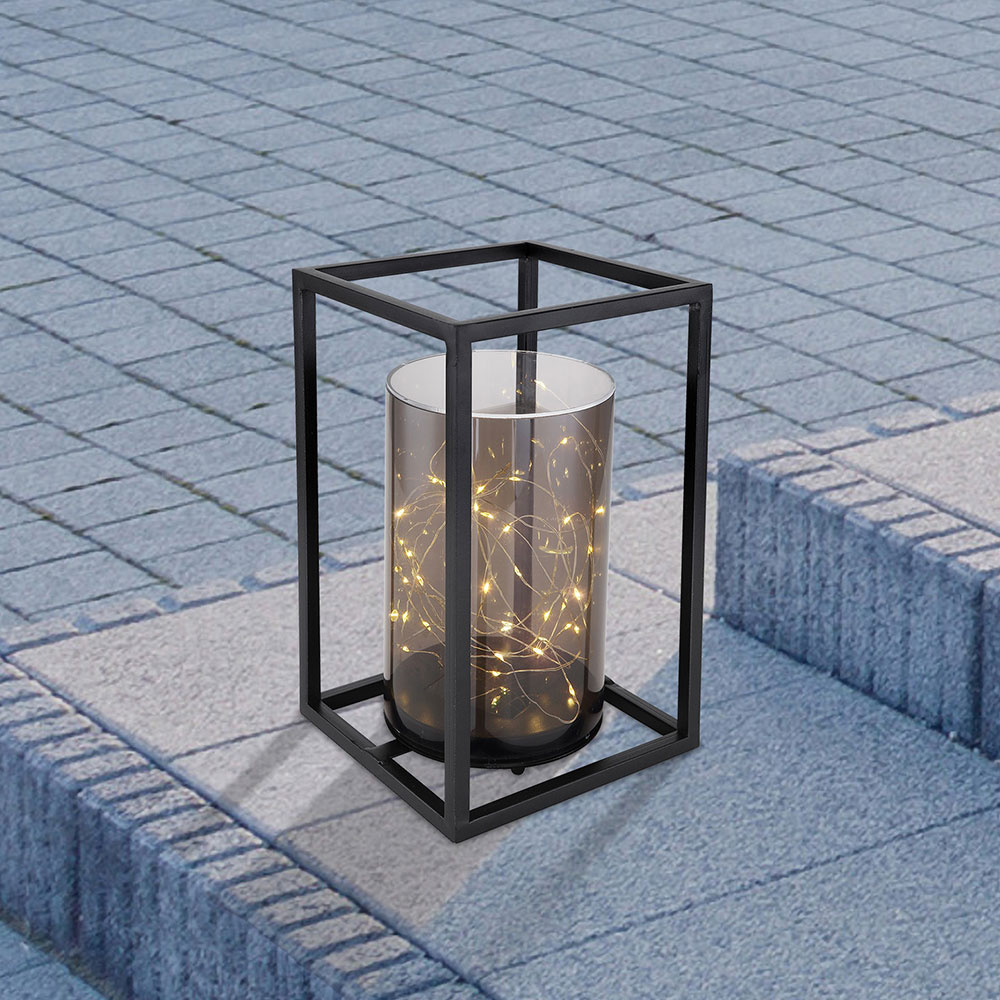 LED Solarleuchte, Gartendeko, schwarz, Lichterkette, H 28 cm