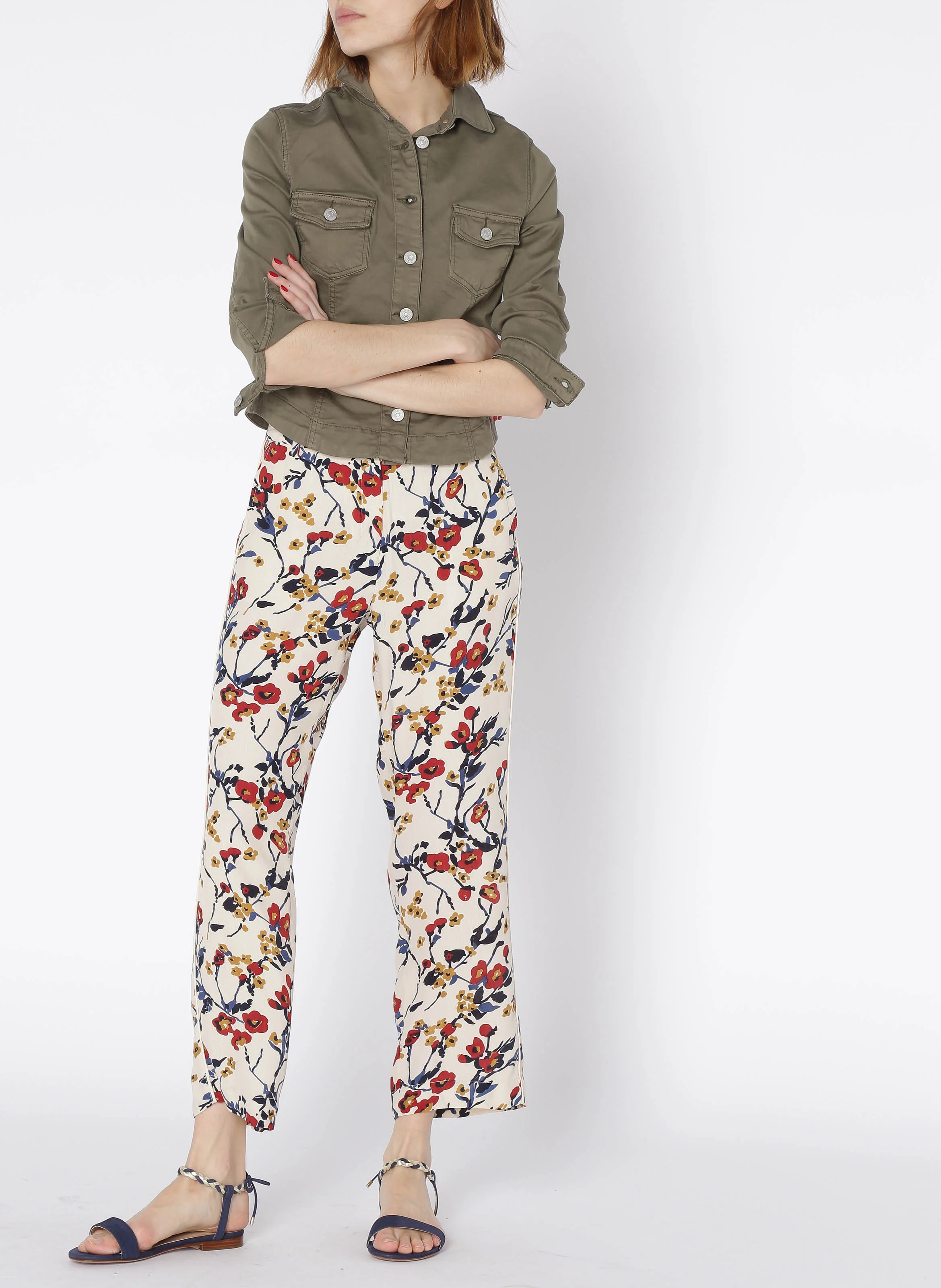 LILLY - Veste col classique en coton stretch | Vert
