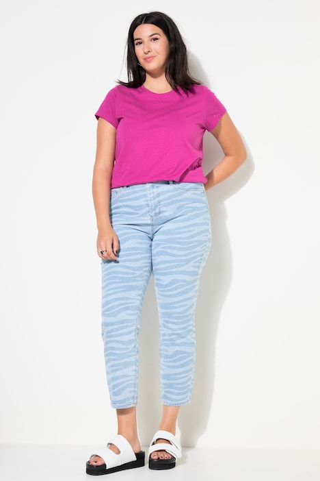 Mom-Jeans, Wide Legs, Zebra-Print, 5-Pocket