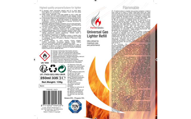 Edco Feuerzeuggas Nachfüllung 250ml