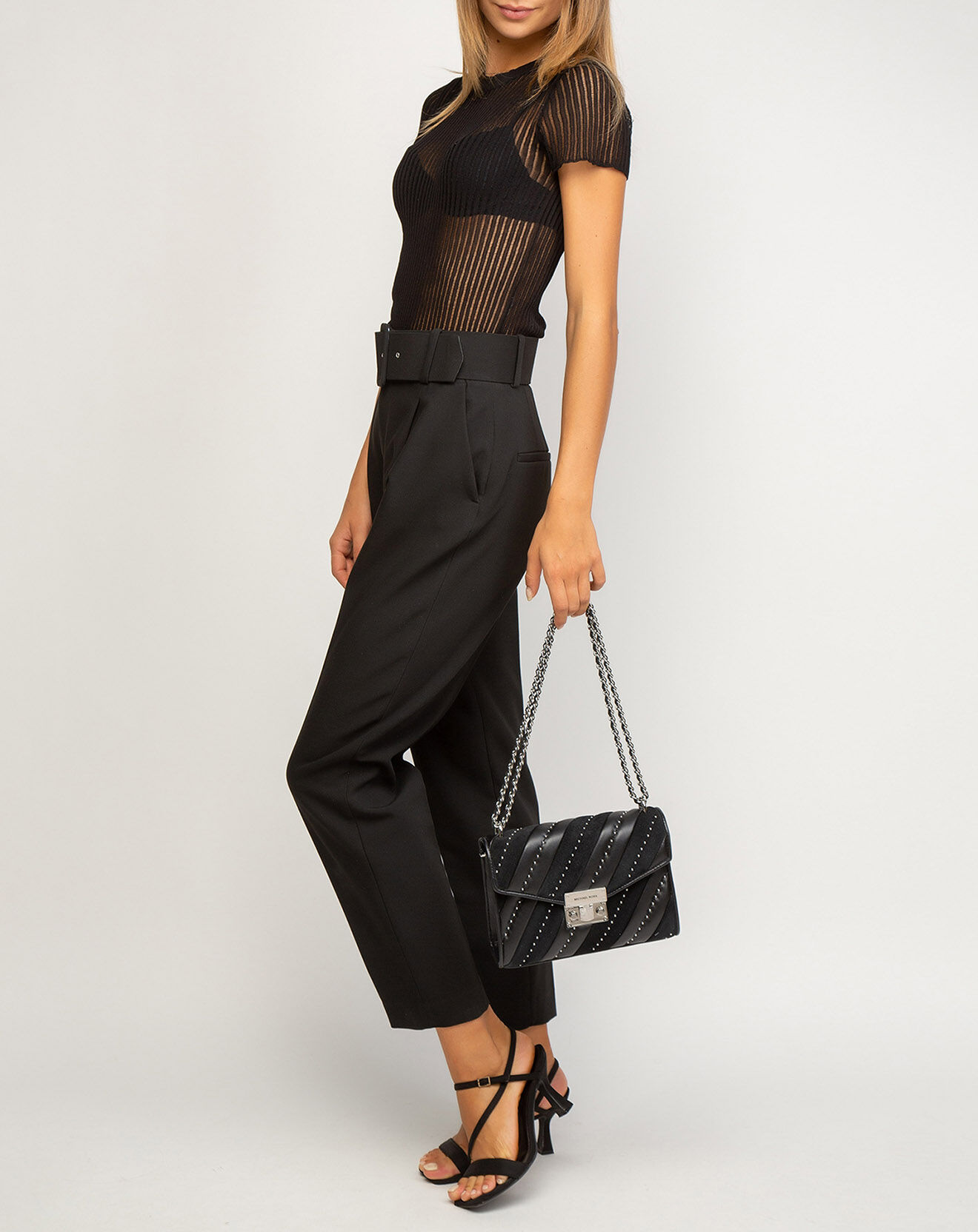 Michael Kors Sac bandoulière en Cuir Jet Set noir - 23x16x7 cm