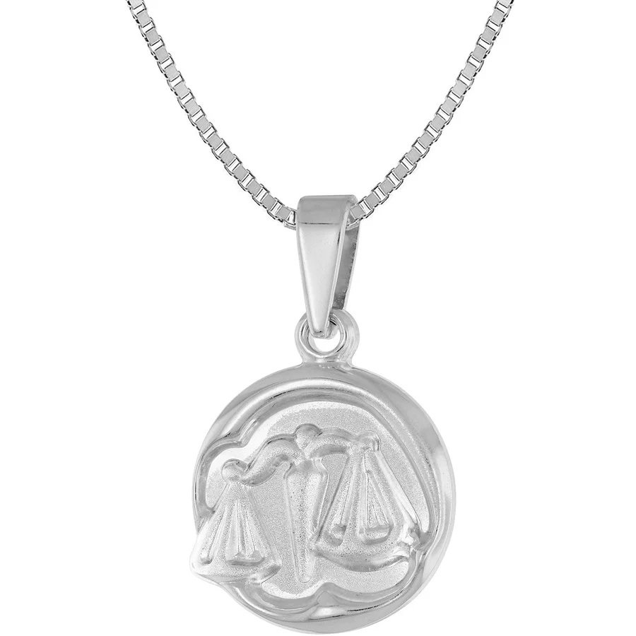 trendor Waage Sternzeichen mit Halskette 925 Silber Ø 15 mm silver