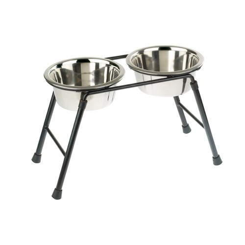Suporte de metal para cães com duas tigelas