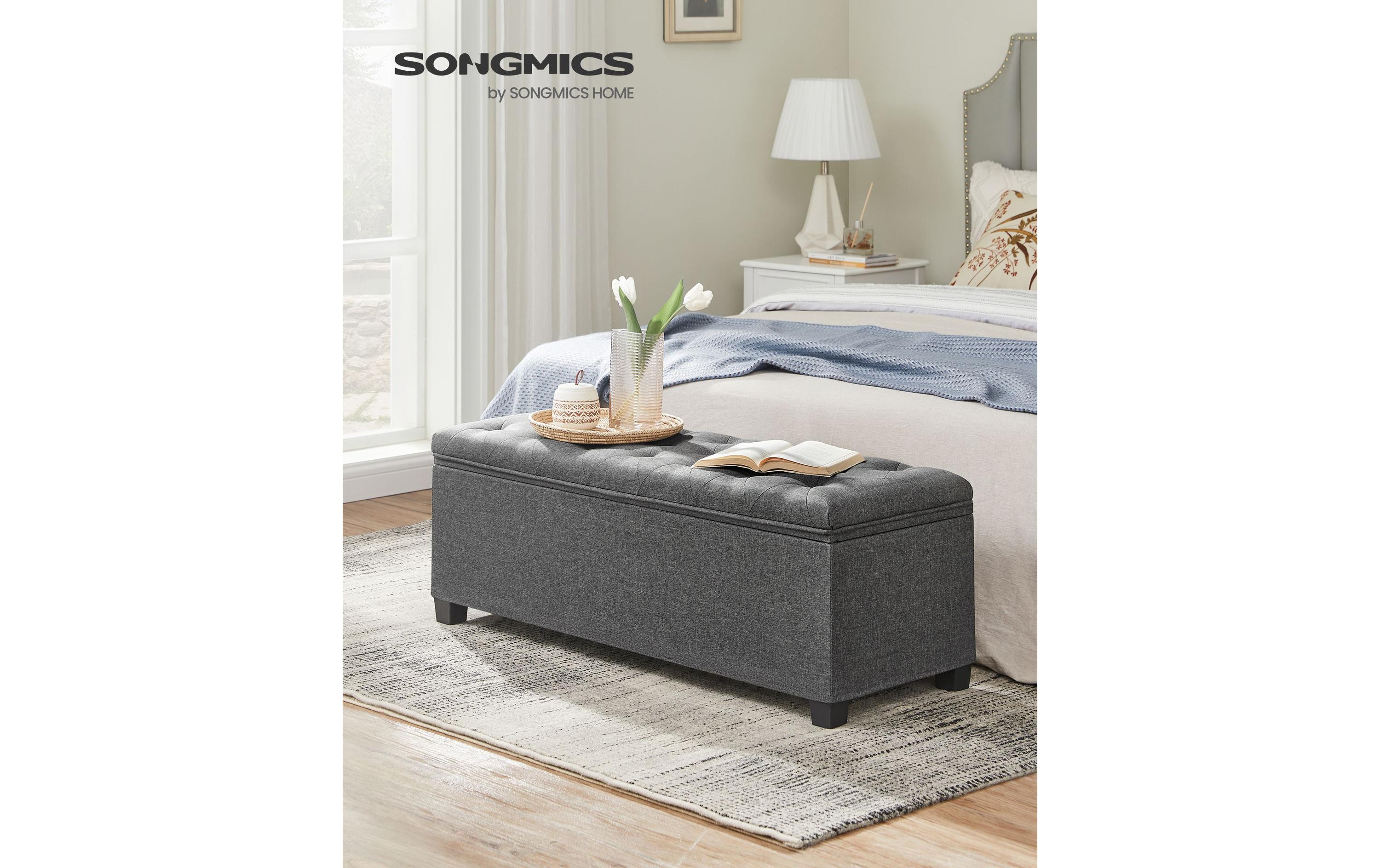 Sitztruhe Ottomane mit Stauraum 110 x 40 cm, Grau<br>Sitzbank