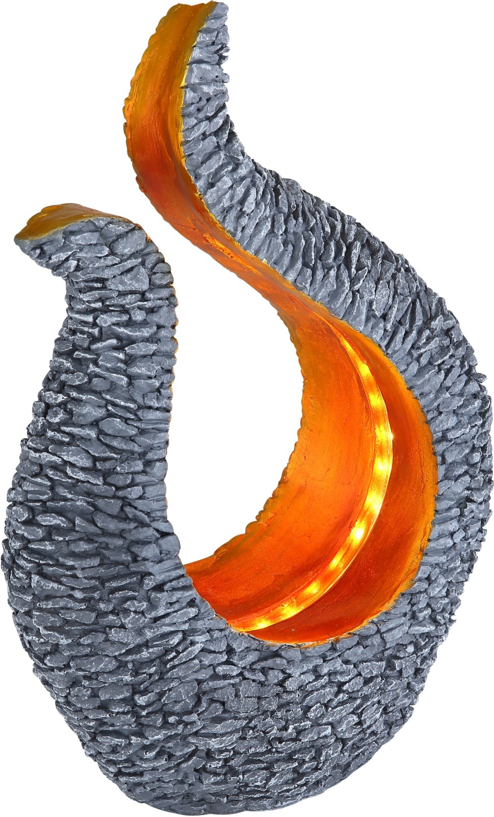 Solarleuchte - steingrau-goldfarben - Skulptur-Design