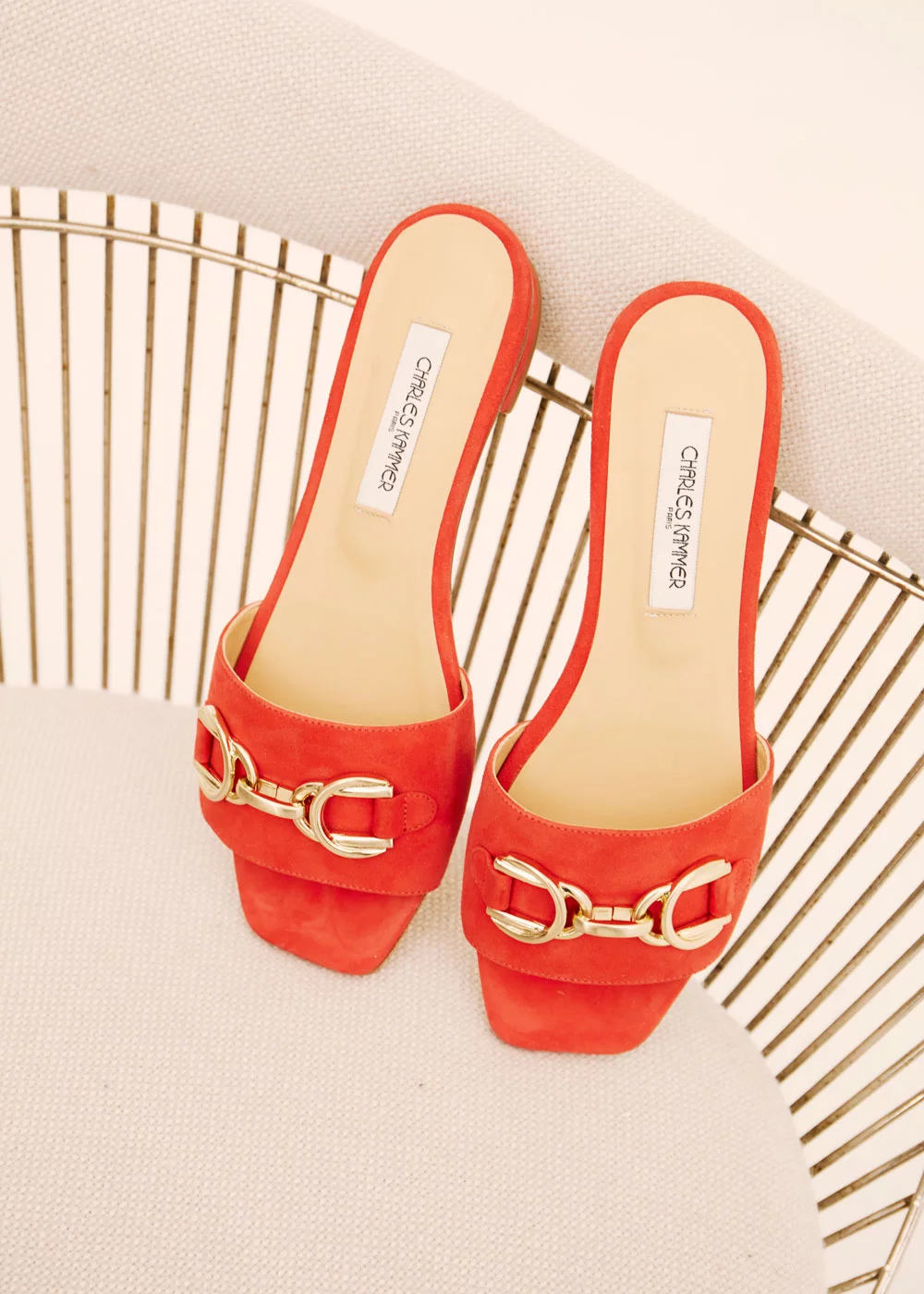 SANDALE TARDIEU VELOURS ROUGE