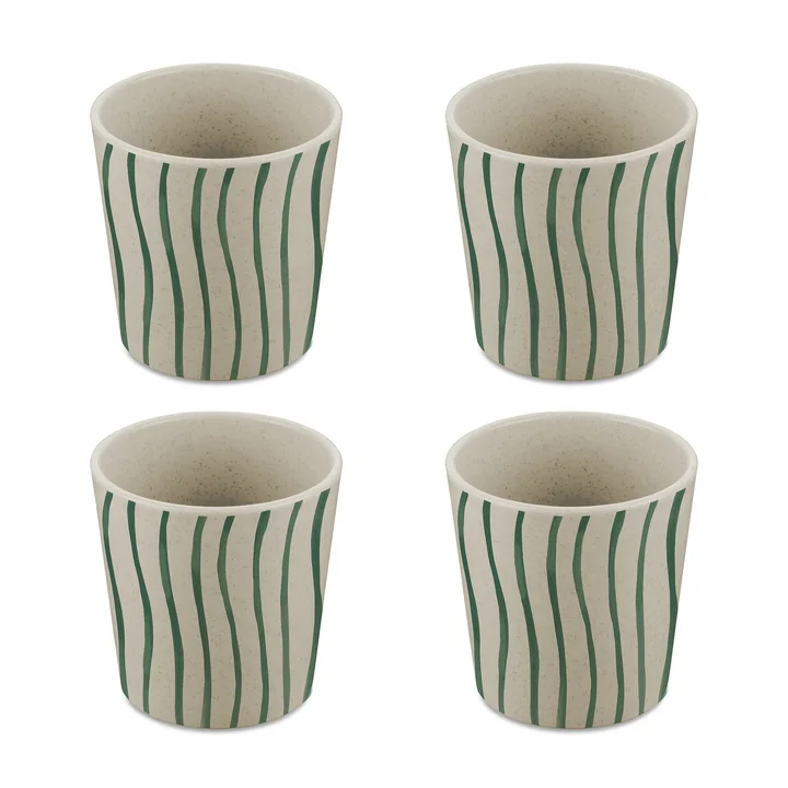 Koziol - Connect Becher, Monstera stripes, 190 ml, sand, (4er-Set)