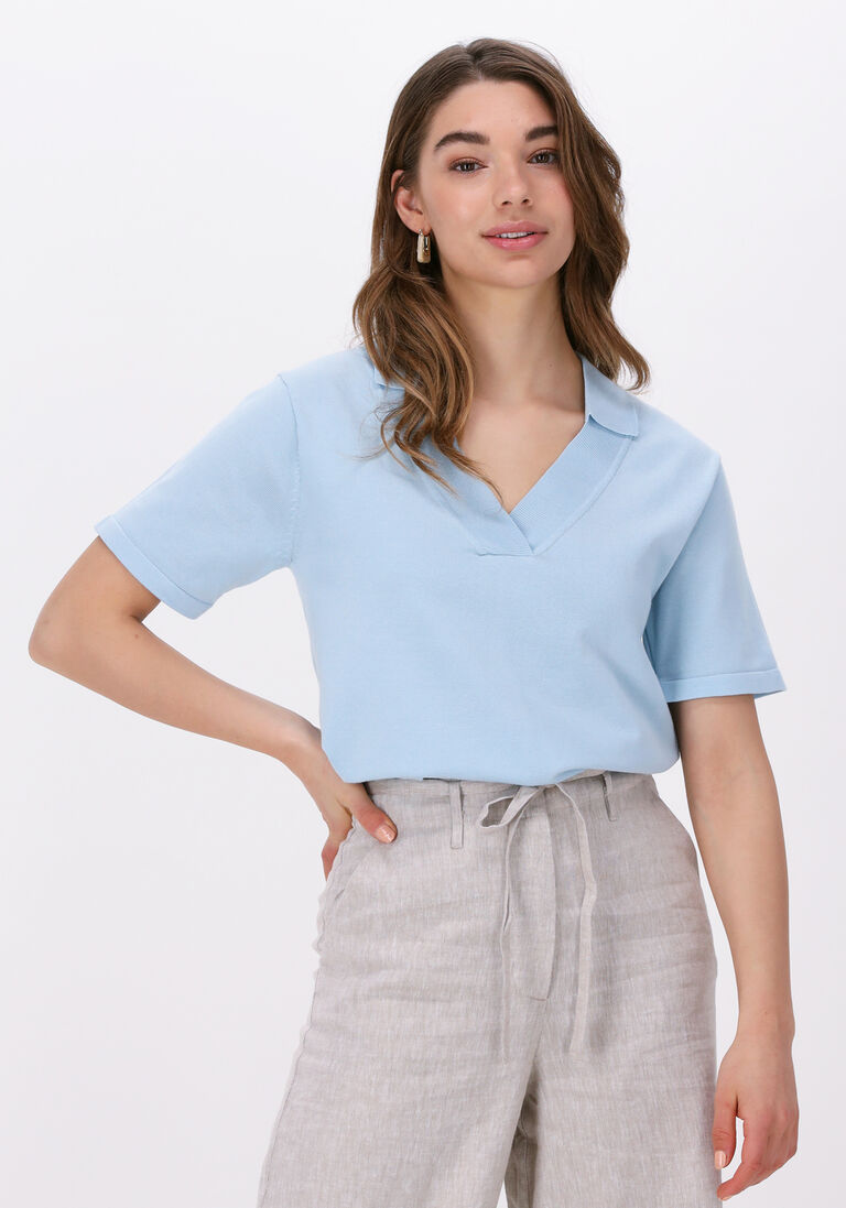 ESM\u00C9 STUDIOS lichtblauwe esm&eacute; studios top mae 2/4 loose polo blouse knit