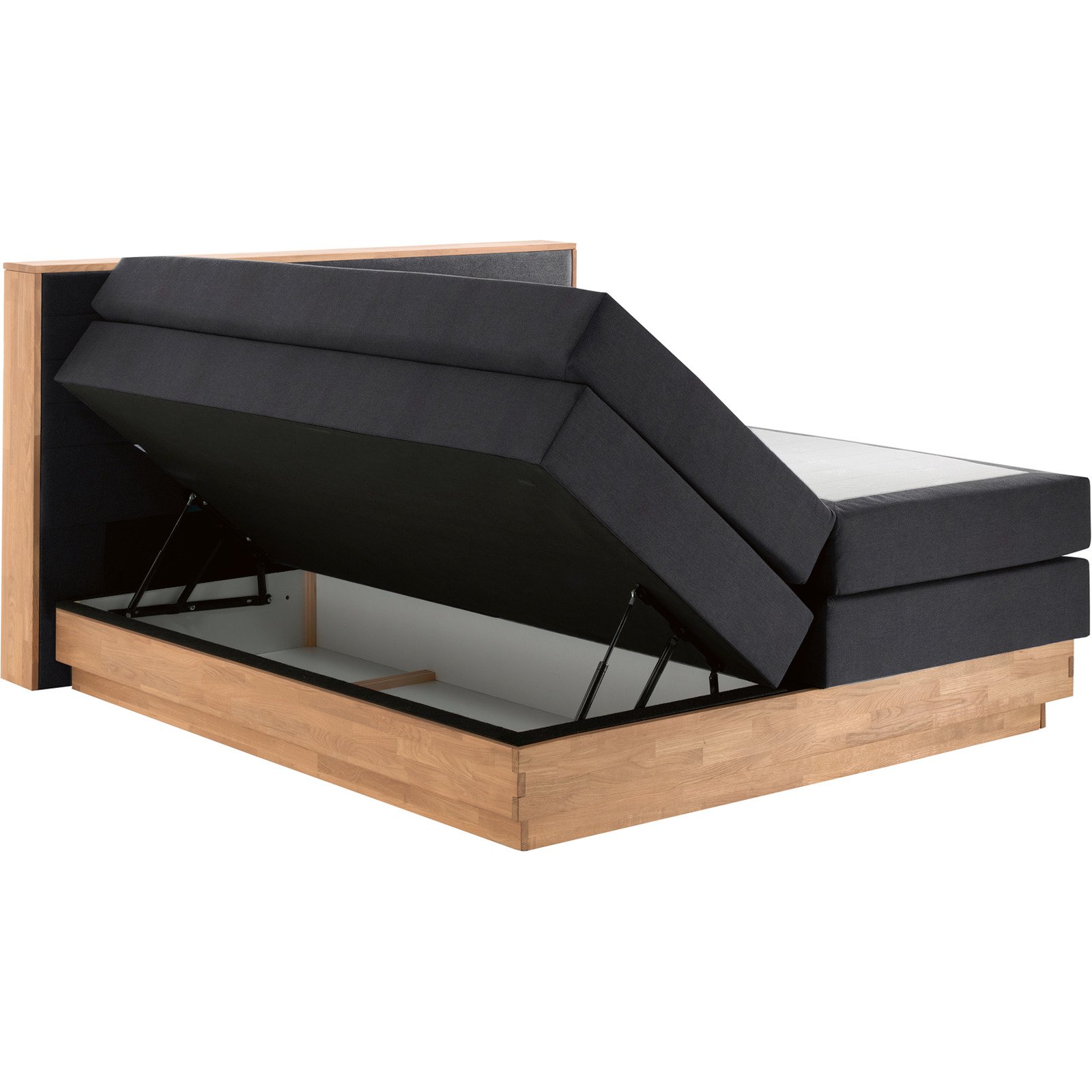 Boxspringbett Mila Eiche Massiv 160 x 200 cm, schwarz