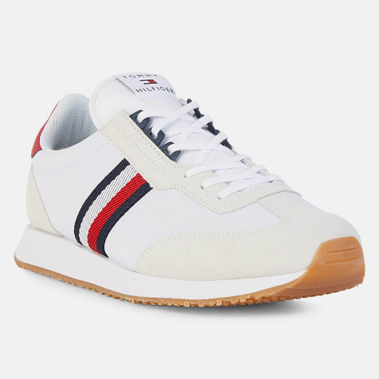 Tommy Hilfiger Baskets en Cuir  Running Mix Stripe blanc/beige