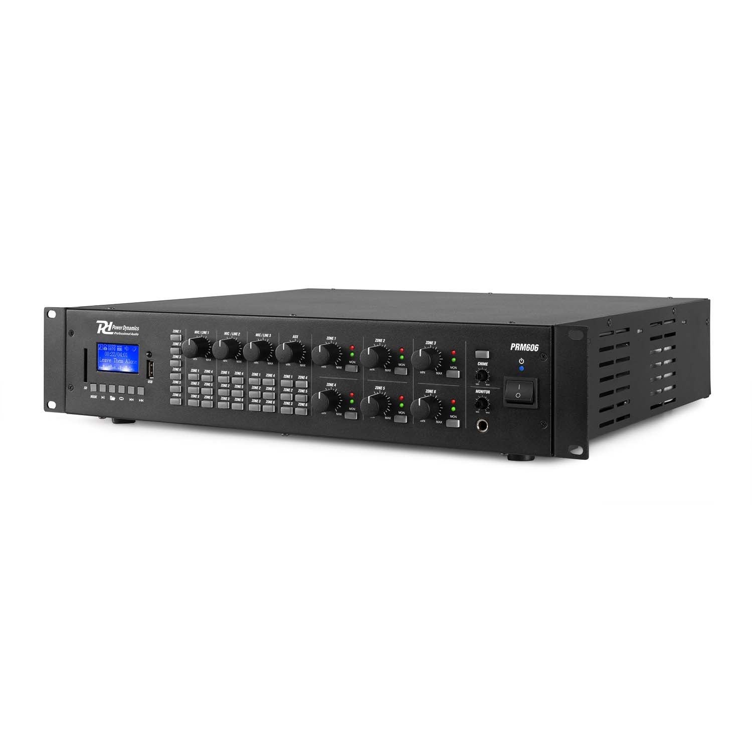 Power Dynamics PRM606 100V 6-zone 19-inch versterker - 6x 60 Watt