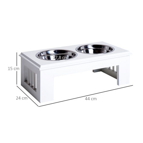 Comedouro duplo elevado branco para cães Pawhut