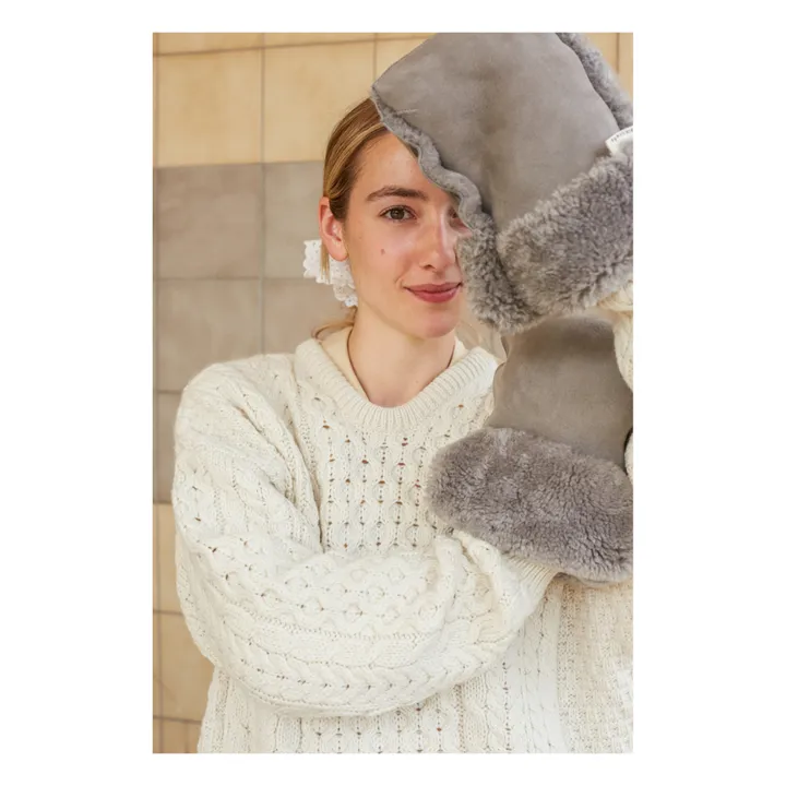 BINIBAMBA Moufles pour poussette en peau d'agneau | Éléphant