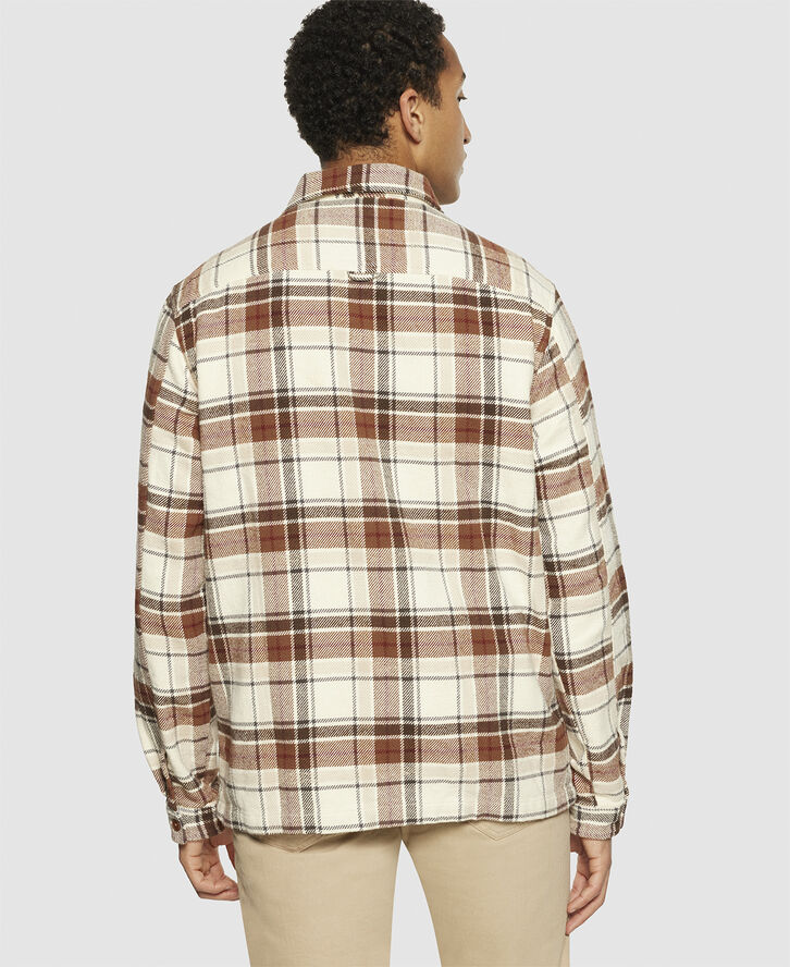 Knowledge Cotton Apparel Big checked heavy flannel overshirt - GOTS/Vegan Beige check