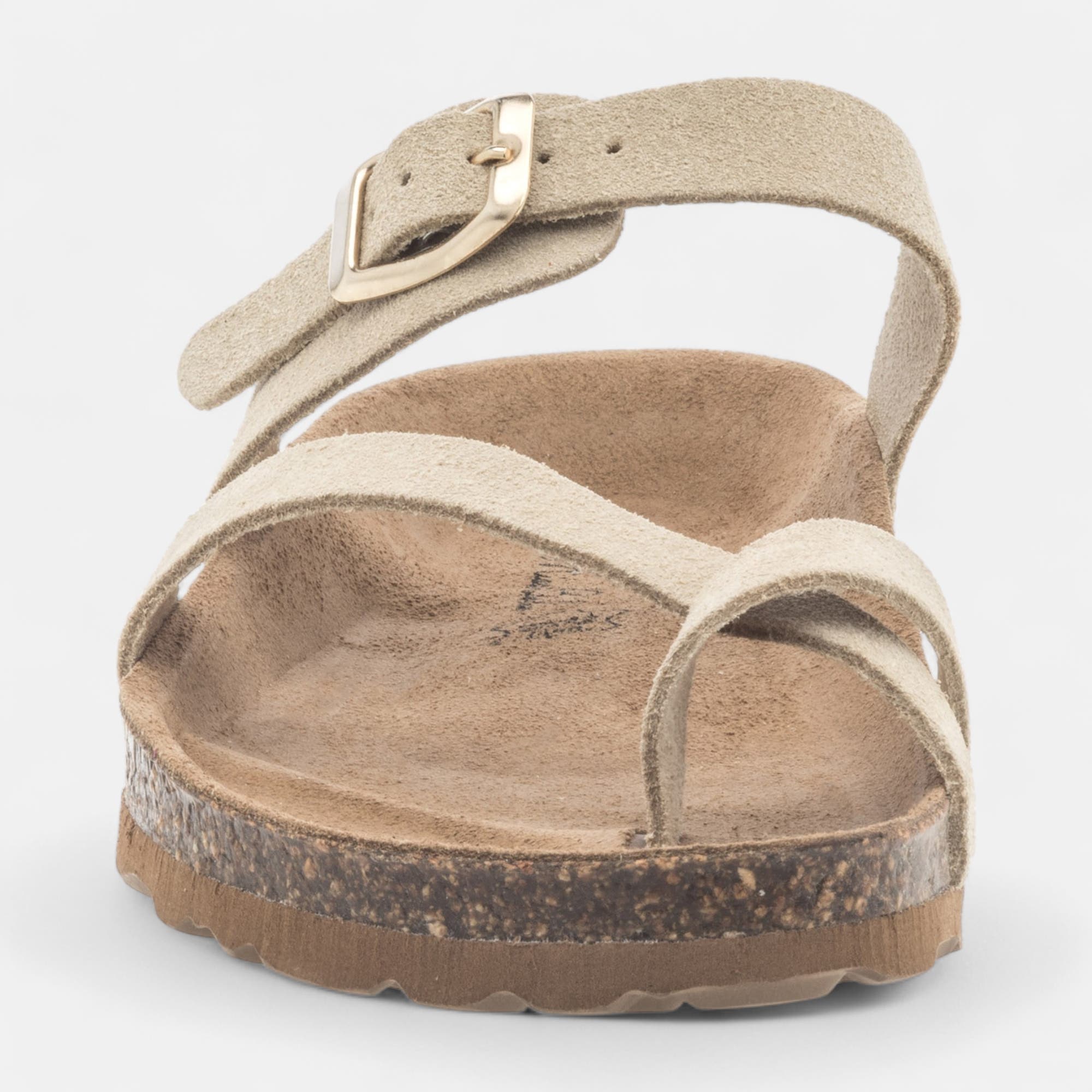 Mules semelle liège Femme en cuir beige