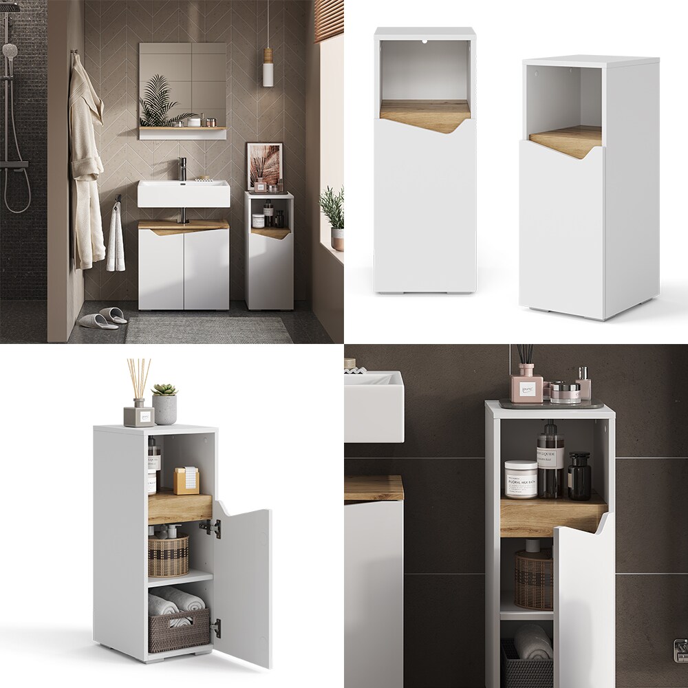 Vicco Midischrank Marelle 30 x 74 cm, Weiß Artisan Badschrank modern Badezimmer