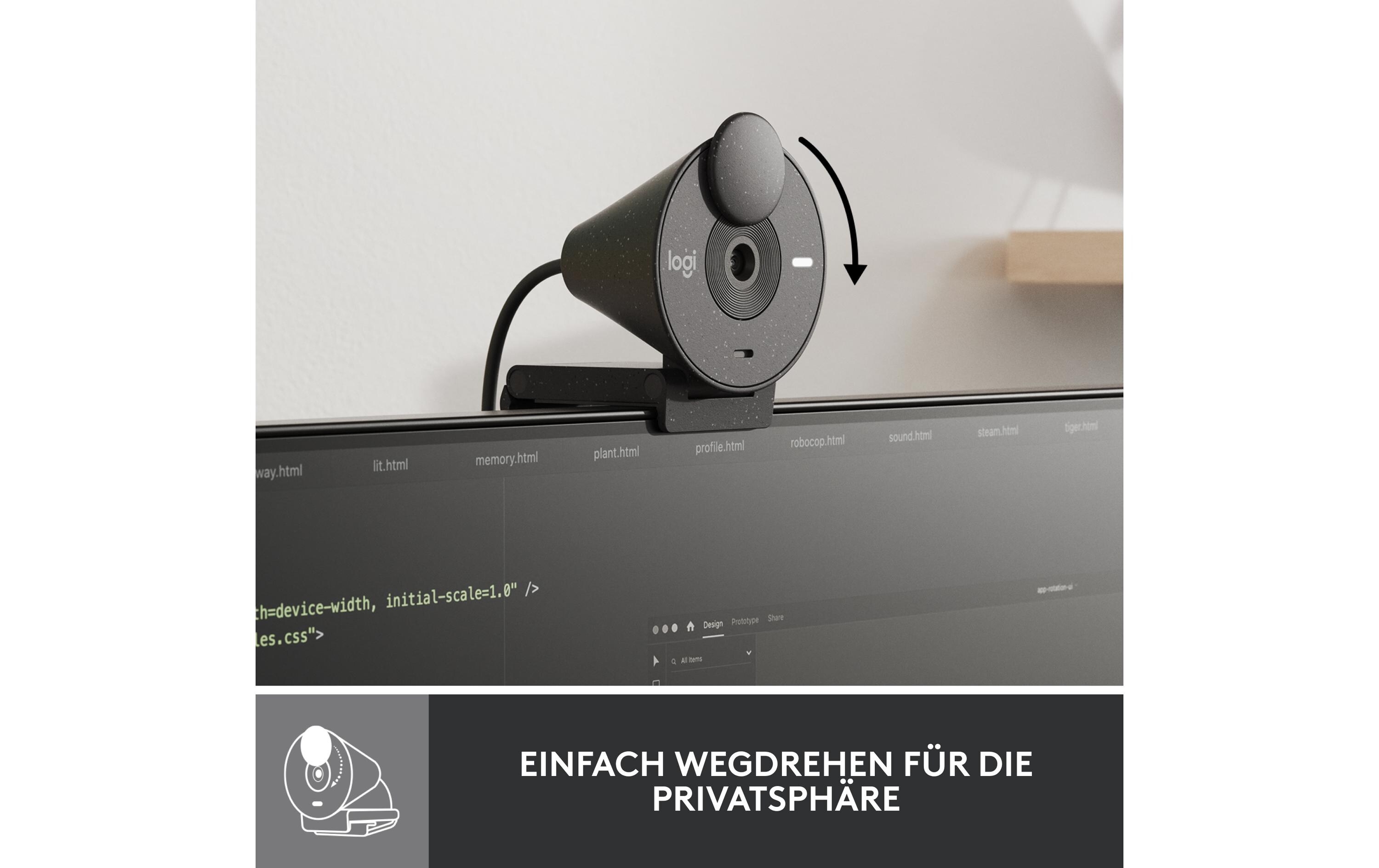 Webcam Brio 300 GraphiteFull HD-Webcam mit integrierter Abdeckblende