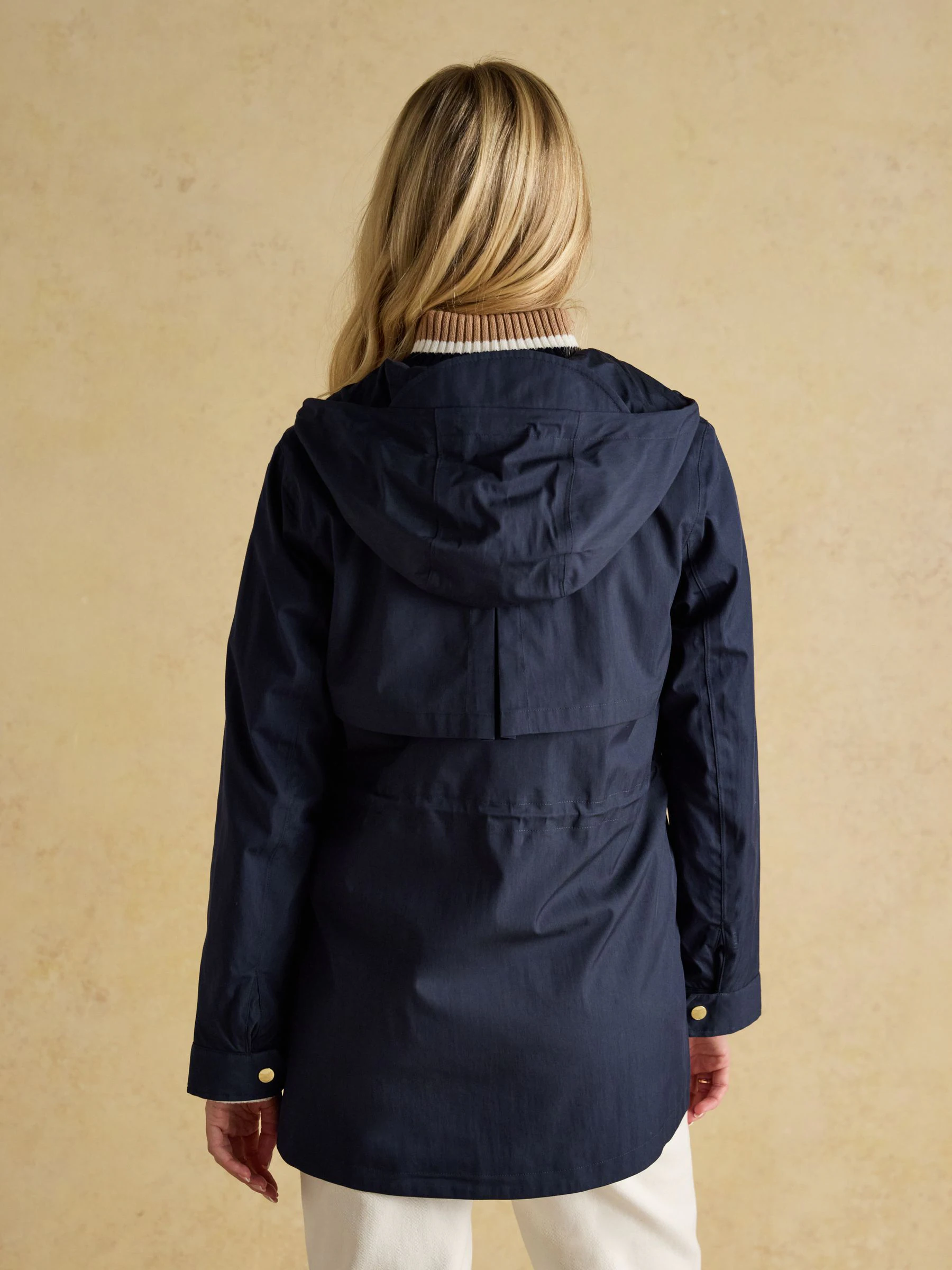Donkerblauw - Joules Portwell waterdichte regenjas met capuchon en verstelbare taille