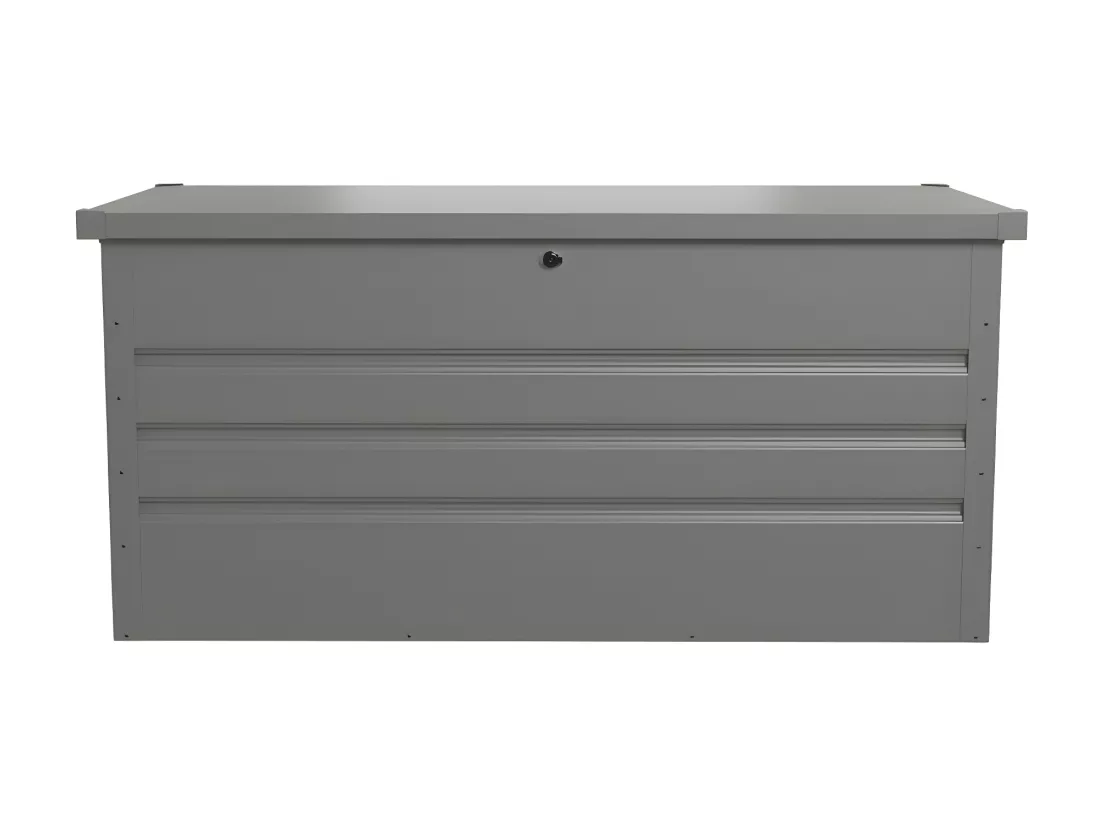 Coffre de rangement de jardin en acier galvanisé gris - 400L - TOMASO