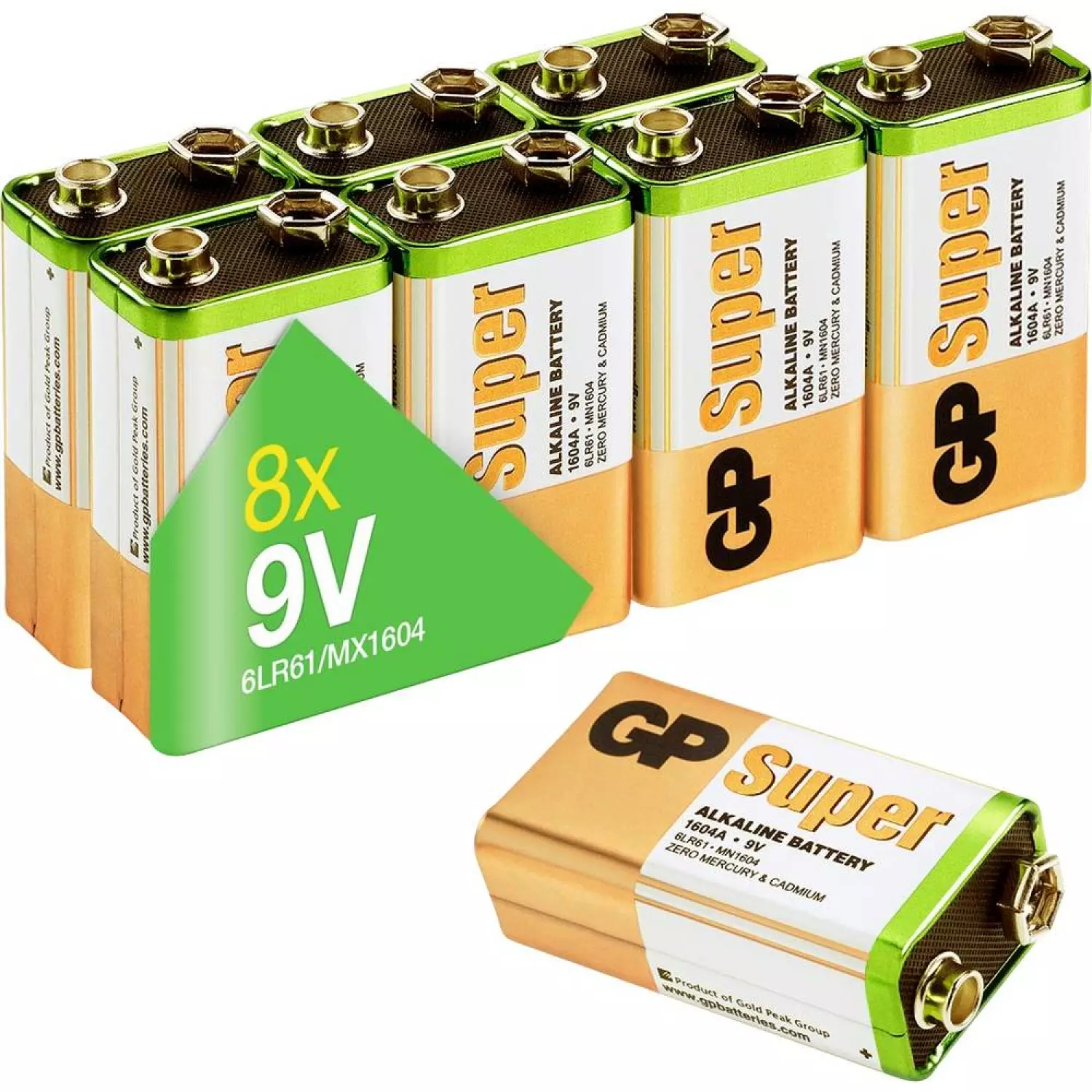 GP Alkaline Super batterij (8st) - 9V - 030E1604ALB8