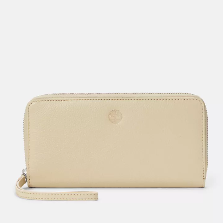 Portefeuille en cuir pour femme en beige