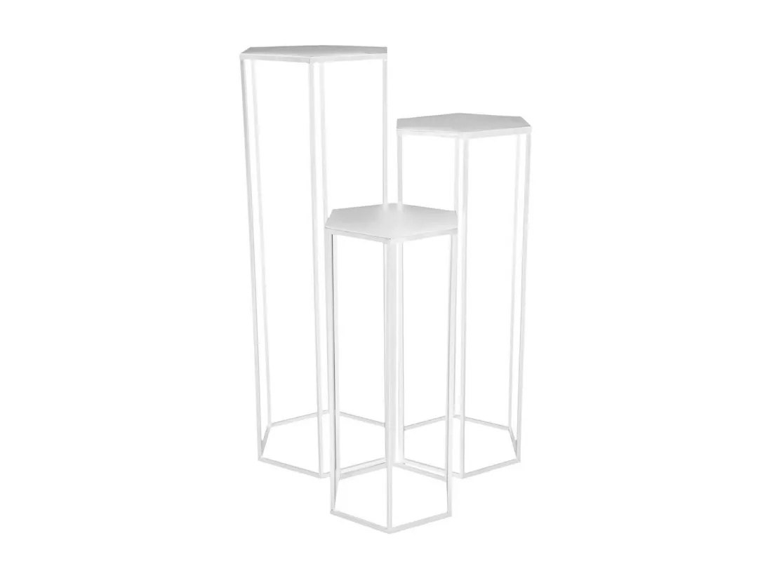 RAZZA - Lot de 3 Sellettes Gigognes Métal Blanc