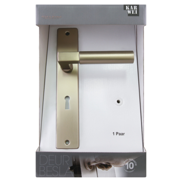 Karwei deurkruk set Stefano recht schild sleutelgat 56 mm messing antiek aluminium