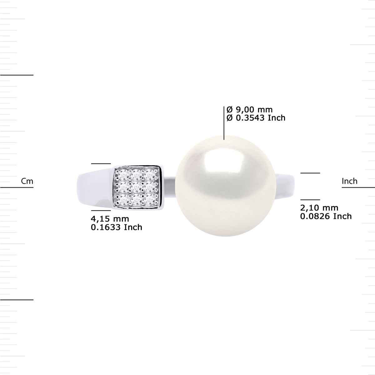 Bague Ajustable Perle d'Eau Douce 9-10 mm Blanche Joaillerie Argent 925